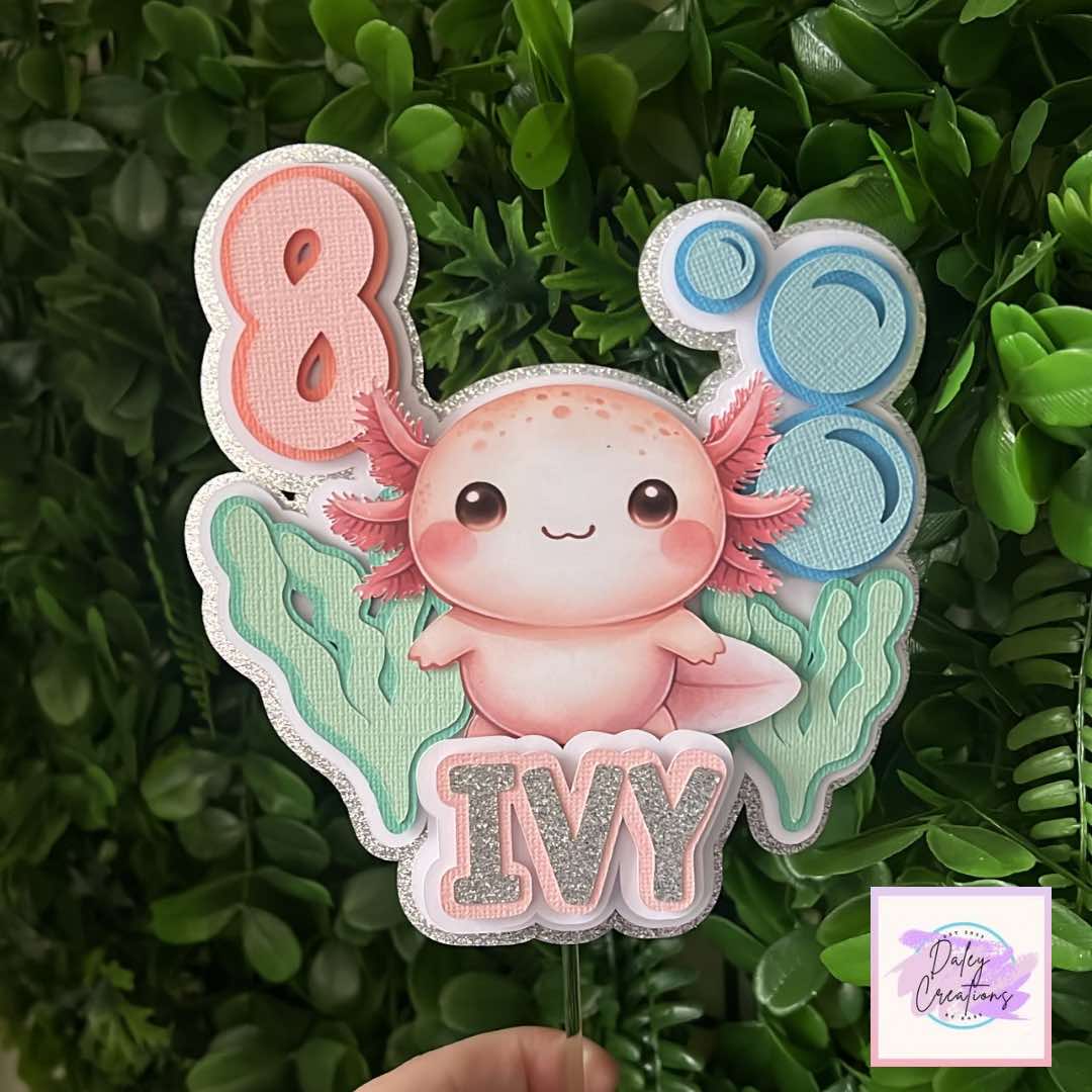 Axolotl | Cute | Under Water | 3D cake topper |
