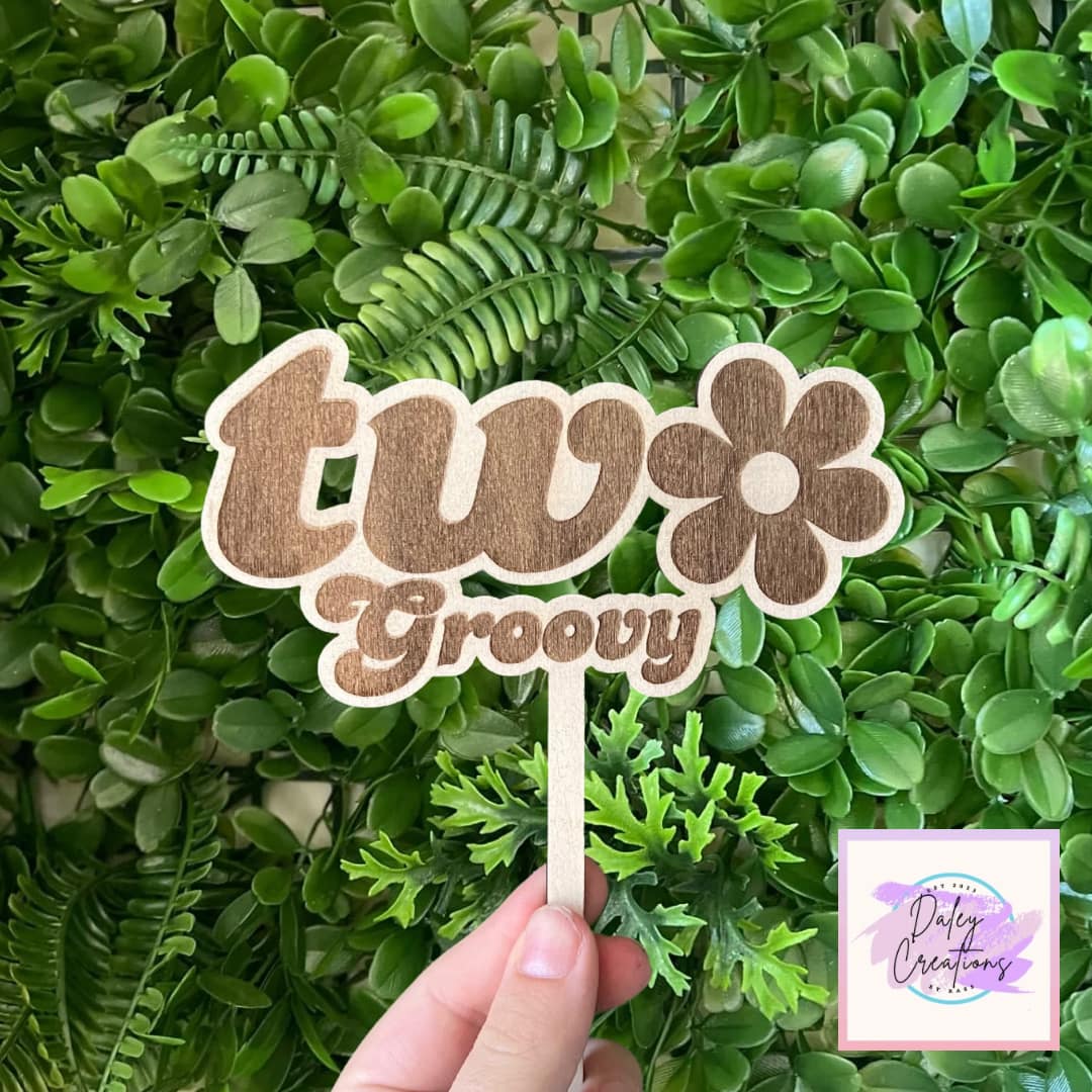 Groovy | Engraved | Wooden | Cake Topper |
