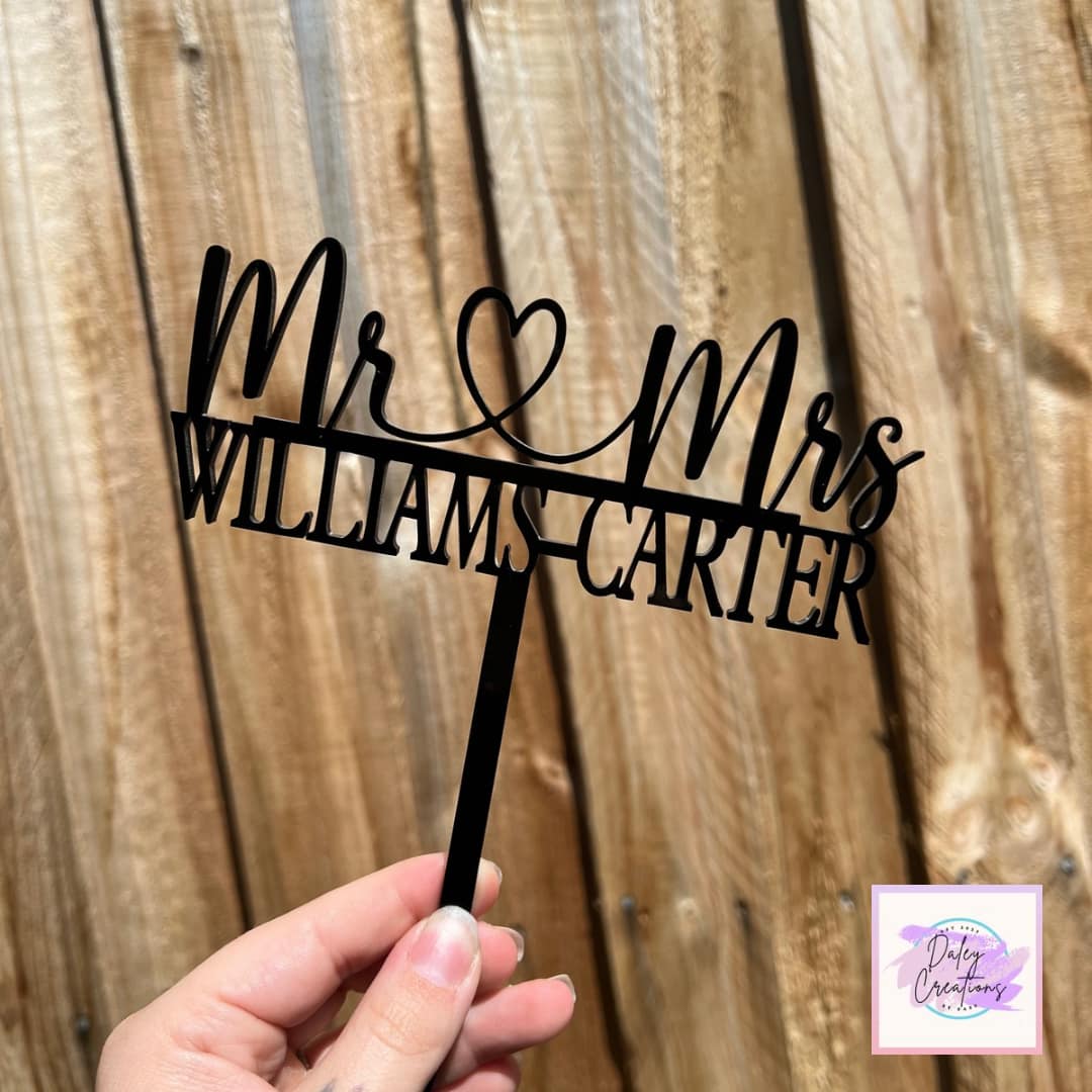 Mr & Mrs | Acrylic | Cake Topper |