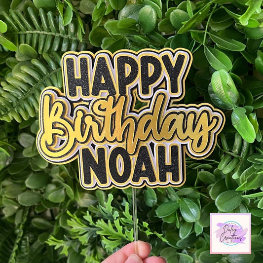 Black and Gold | 3D Layered | Cake Topper |