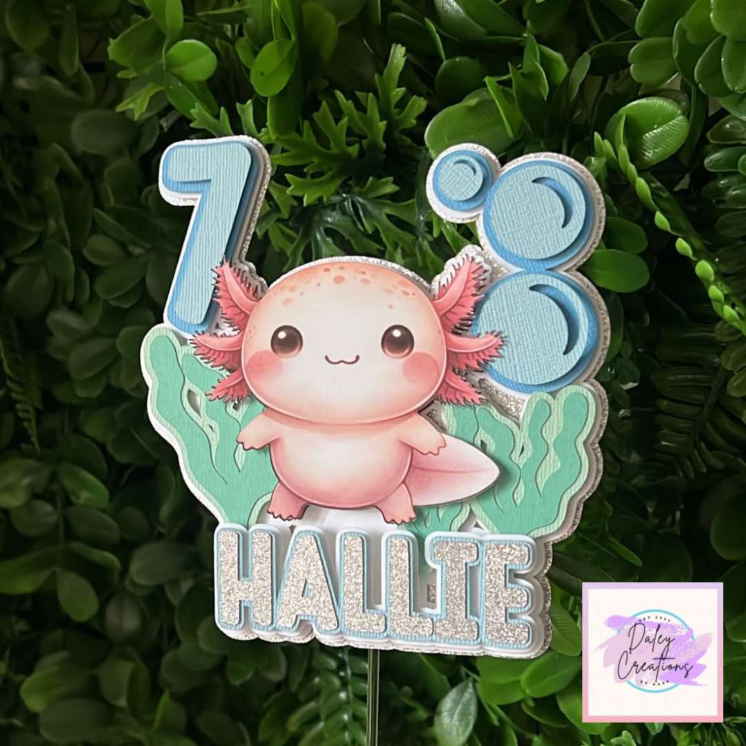 Axolotl | Cute | Under Water | 3D cake topper |