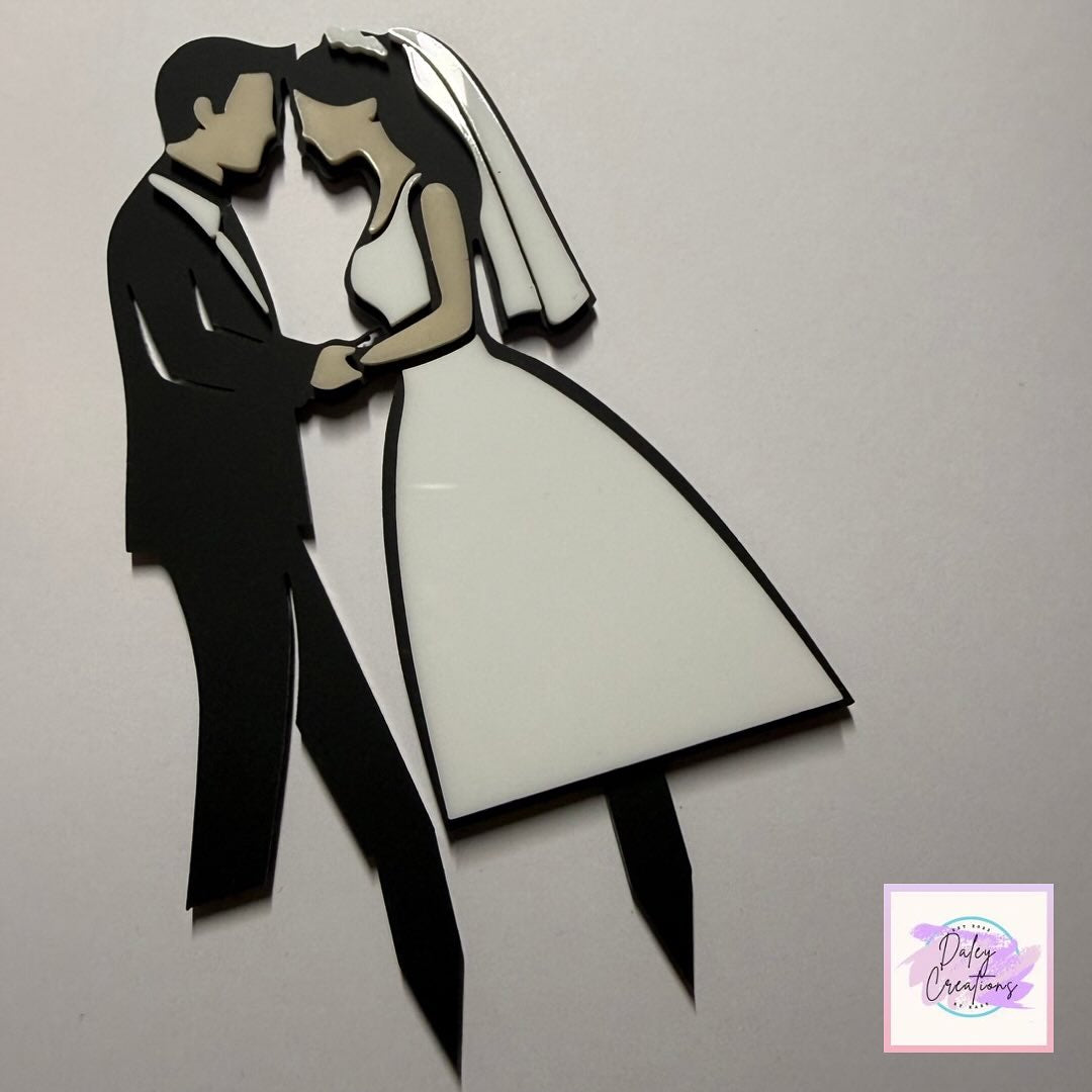 Acrylic | Bride & Groom | “Just Married” | Cake Topper Set |