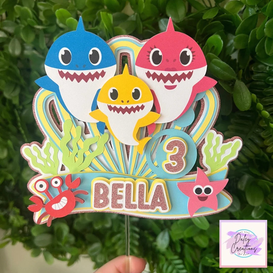 Family Shark | Shark | Sharks | Baby | 3D Cake Topper |