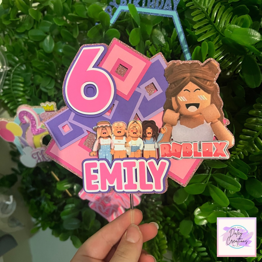 Pink Blox | Gamer Girl | Girly | 3D Cake Topper |