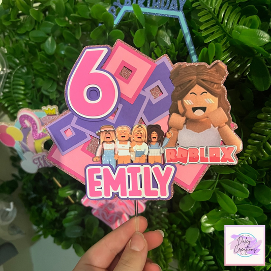 Pink Blox | Gamer Girl | Girly | 3D Cake Topper |