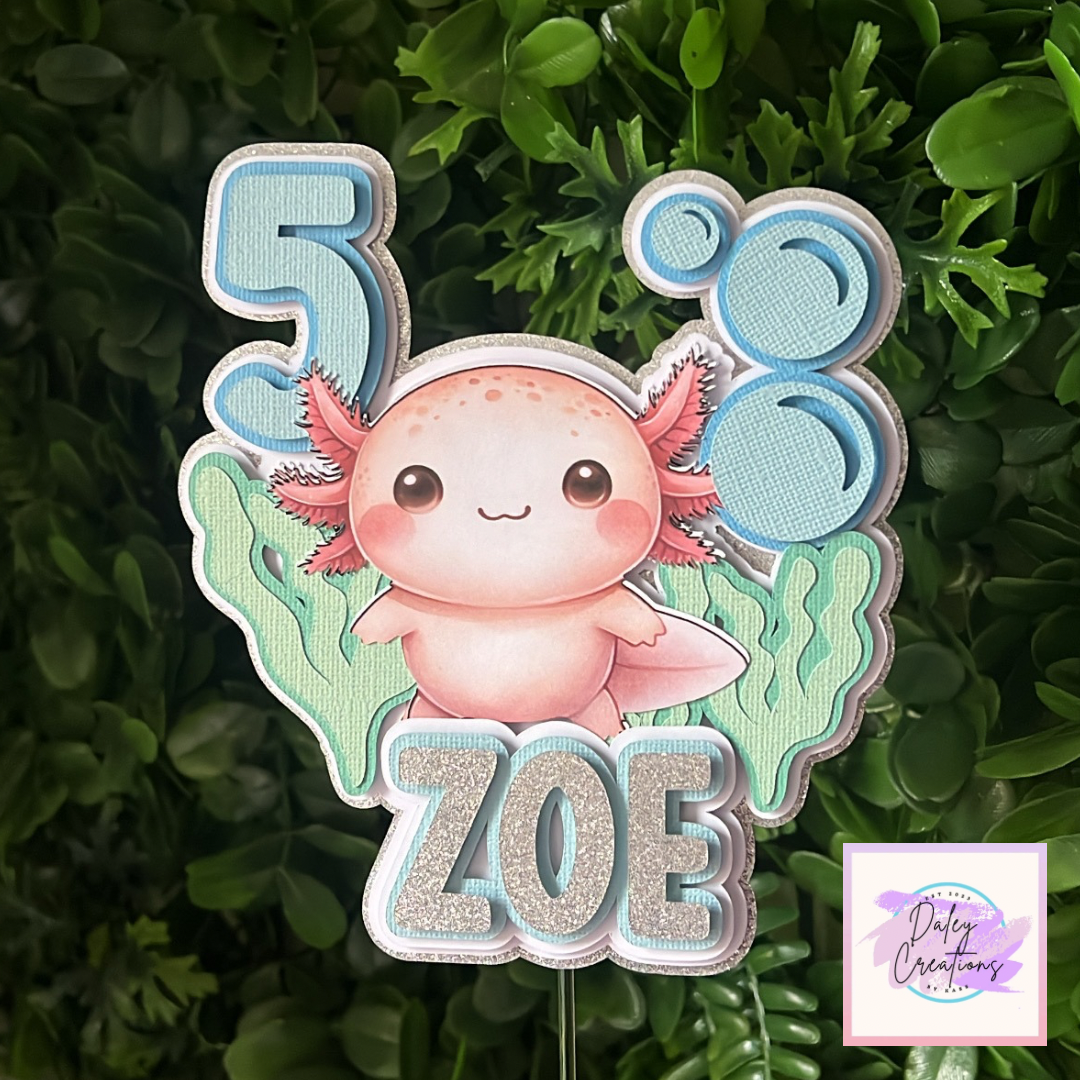 Axolotl | Cute | Under Water | 3D cake topper |