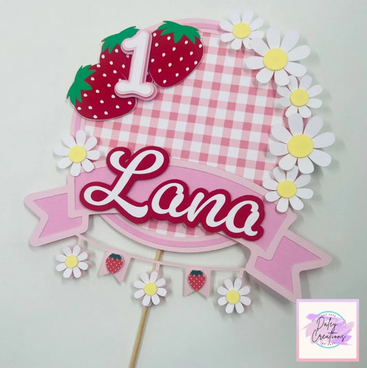 Berry First | Berry Birthday | Strawberry | 3D Cake Topper |
