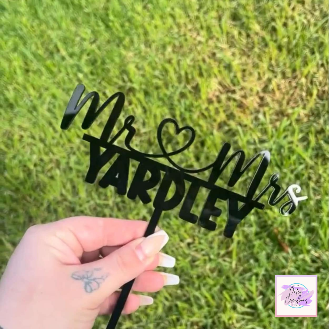 Mr & Mrs | Acrylic | Cake Topper |