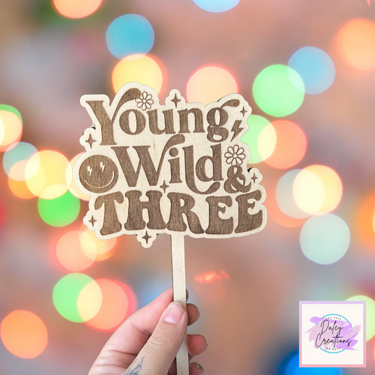 Groovy | Engraved | Wooden | Cake Topper |