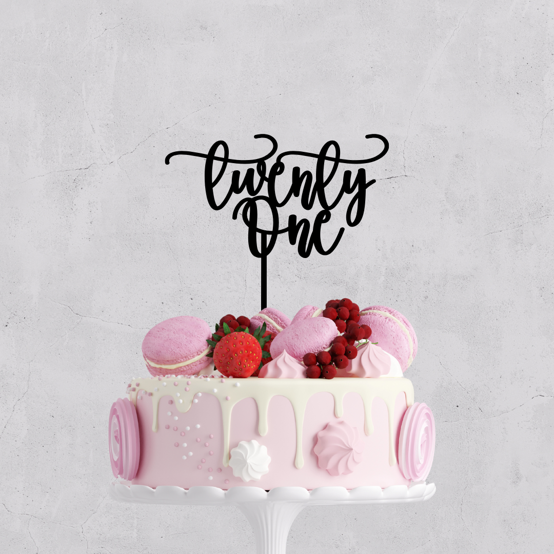 Acrylic | wooden | Twenty-One | 60 | 16 | Cake Topper |