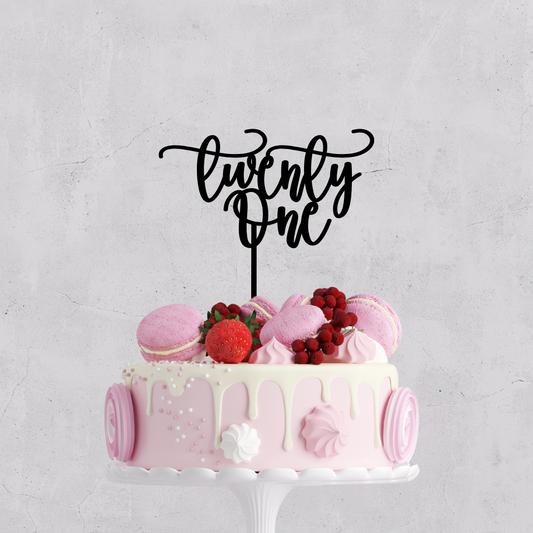 Acrylic | wooden | Twenty-One | 60 | 16 | Cake Topper |