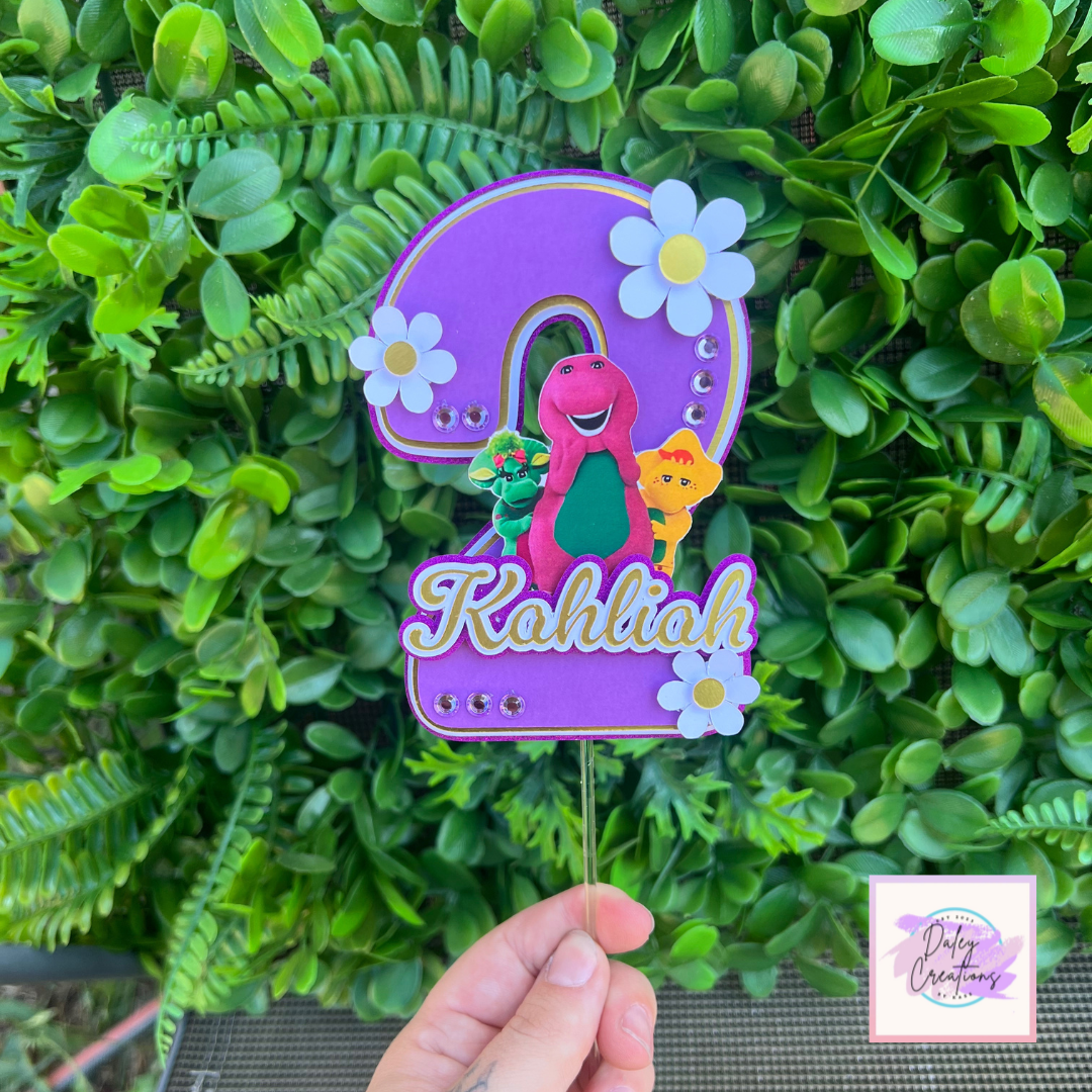 Dinosaur | Dino | Friends | Purple | 3D Layered | Cake Topper |