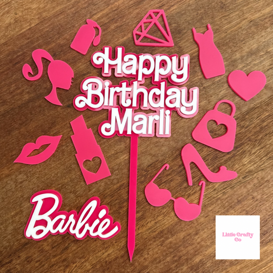 Personalised Barbie Cake Topper Set