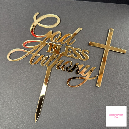 God Bless Acrylic Cake Topper Set