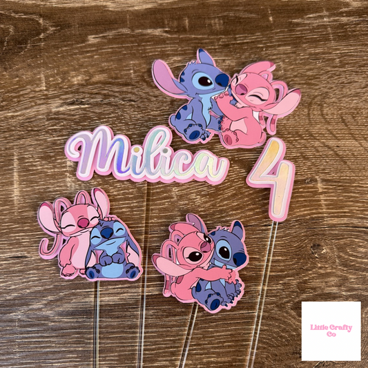 3D Stitch & Angel Cake Topper Set