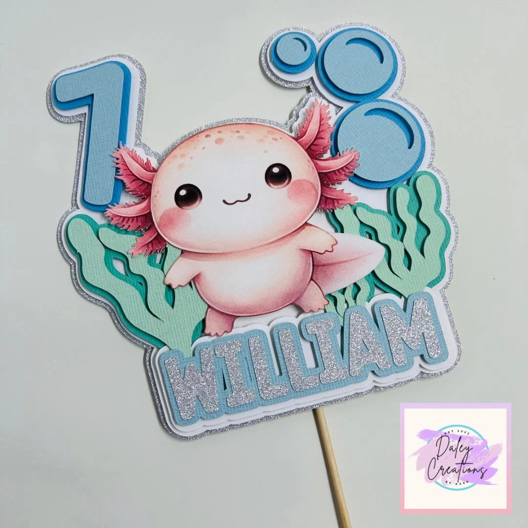 Axolotl | Cute | Under Water | 3D cake topper |