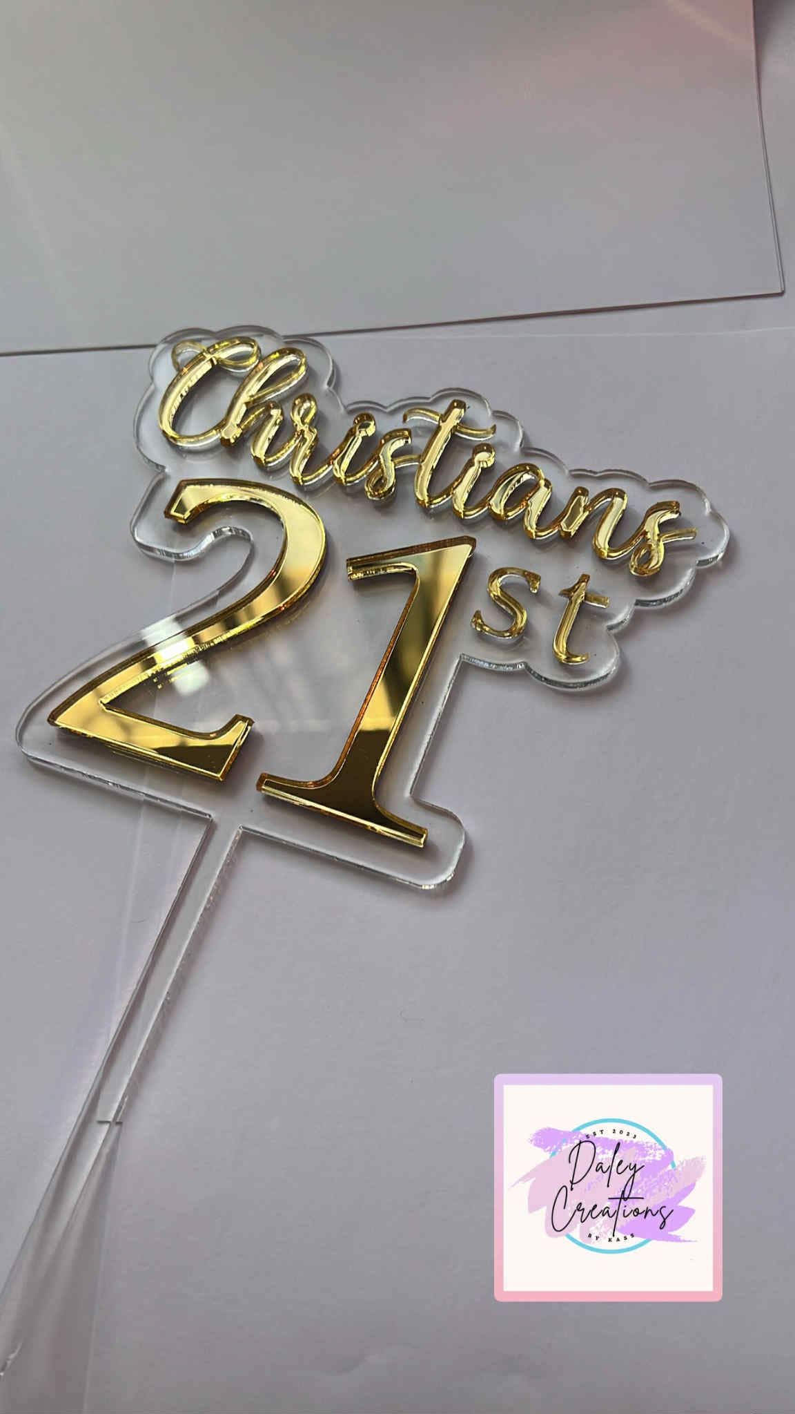 Personalised Double Layer Acrylic Cake Topper – Custom Name & Age