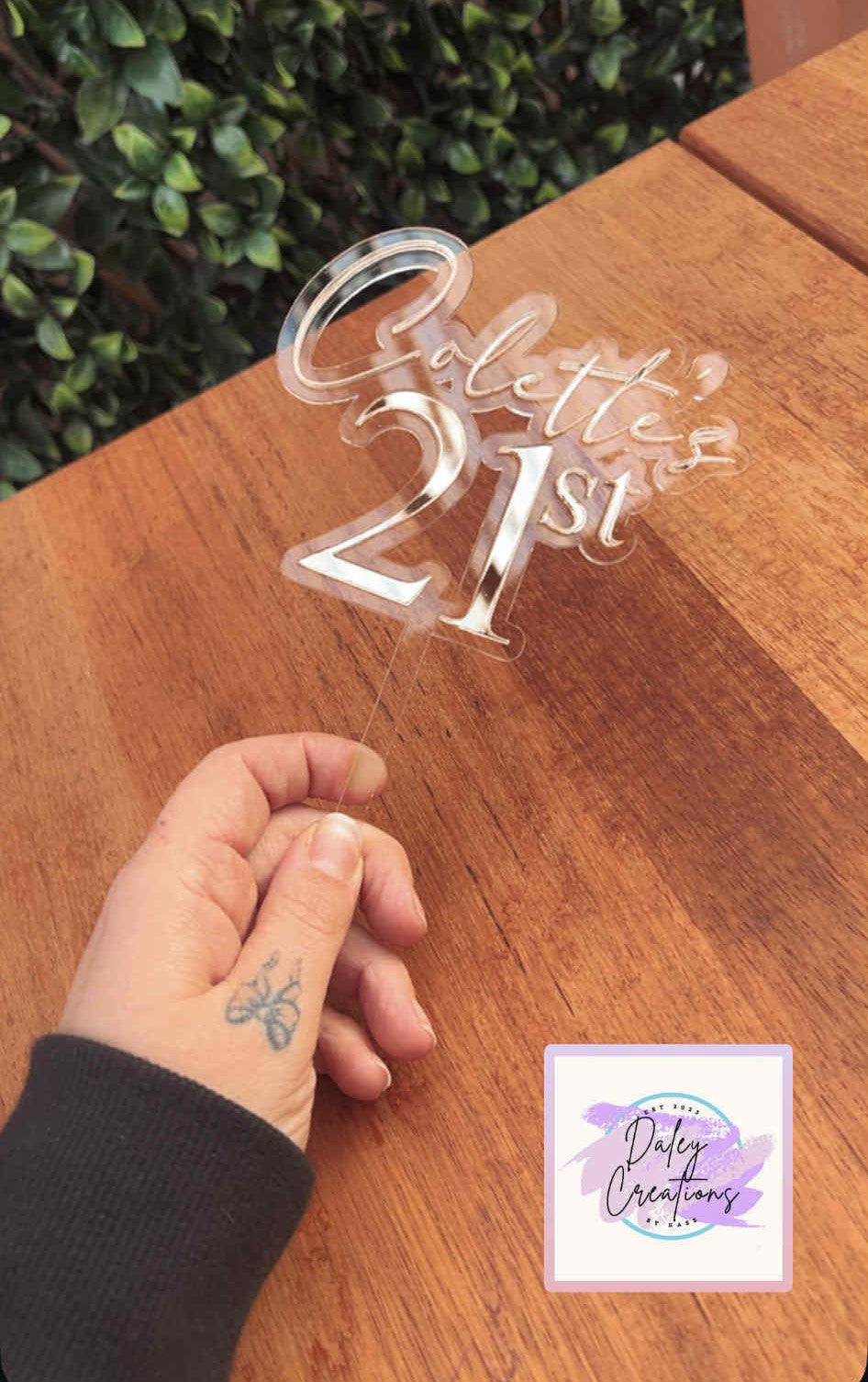 Personalised Double Layer Acrylic Cake Topper – Custom Name & Age