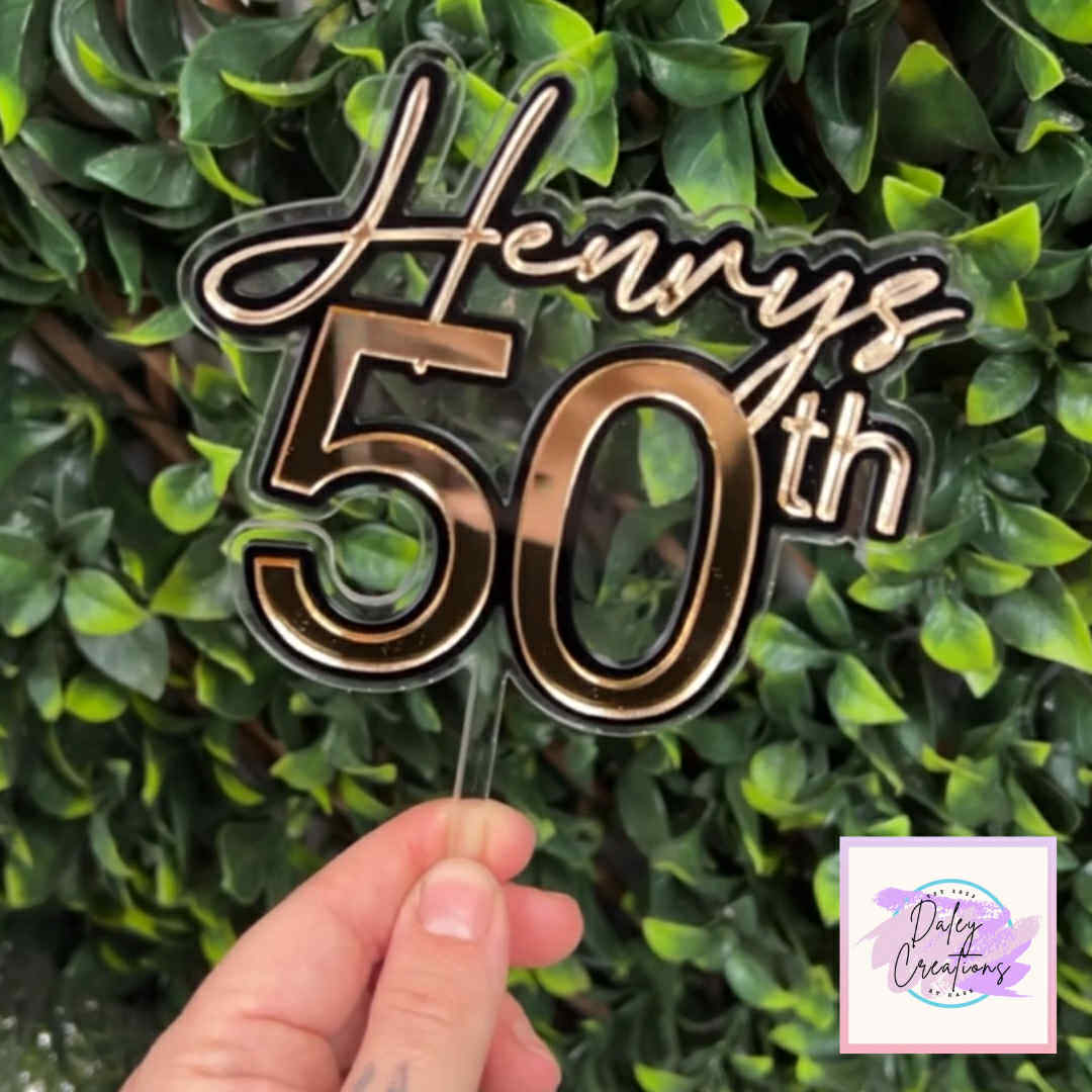 Personalised Triple Layer Acrylic Cake Topper – Custom Name & Age